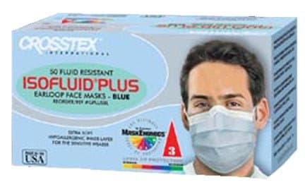 Crosstex GPLUSKA Latex-Free Isofluid Plus Earloop Mask, Kaleidoscope (Pack of 50),Blue