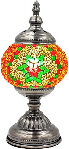 Mosaic Lamp, Stunning Handmade Turkish Moroccan Mosaic Glass Table Desk Bedside Lamp Light with Bronze Base (Multi-Colored 1)