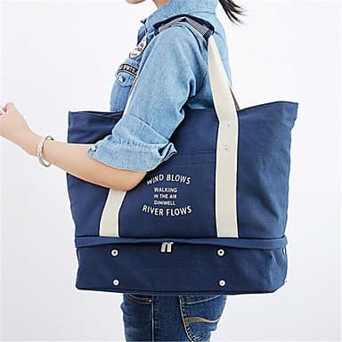 XIAOHM The New Style Of Leisure Canvas Bag Multifunctional Telescopic Travel Clothing Shoes Storage Bag Shopping , blue