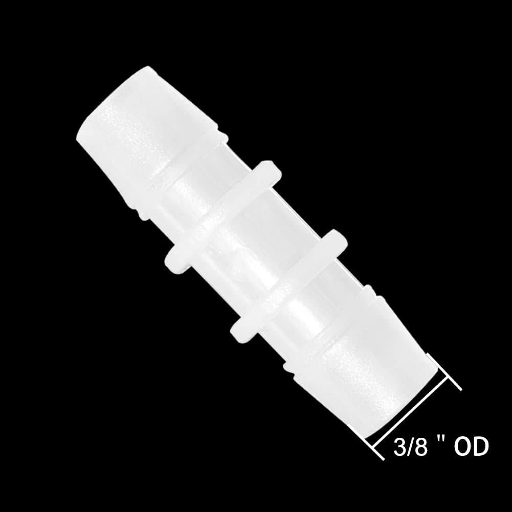 Plastic Hose Barb Fitting 3/8" x 3/8" Pipe Connectors Joint Splicer Mender Adapter Union for Aquarium Household Adapters Fuel Gas Liquid Air (Pack of 5)