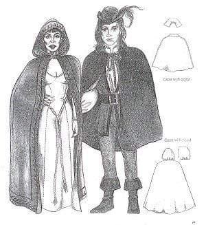 Easy Renaissance Cape with Collar or Hood Pattern