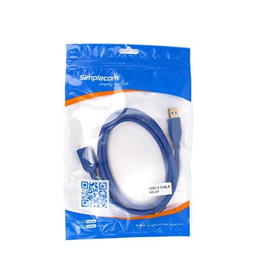 Simplecom Simplcom CA312 1.2M 4FT USB 3.0 SuperSpeed Extension Cable Insulation Protected Gold Plated Blue