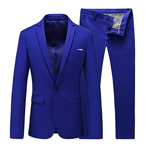 UNINUKOOMens Suit Slim Fit 1 Button 2 Piece Wedding Party Holiday Solid Color Tux Suits for Men