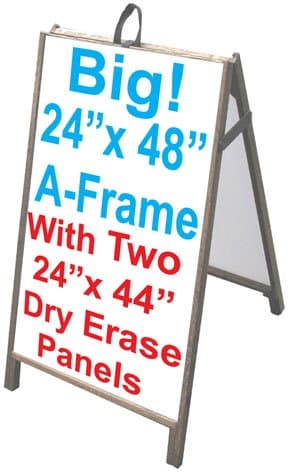 NEOPlex 25" x 48" Sidewalk A-frame Sandwich Board Sign w/Dry Erase Insert Panels