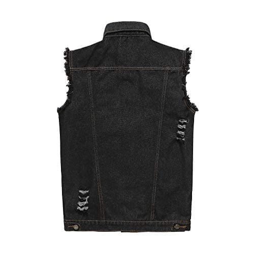 NASKY Men's Fit Retro Ripped Denim Vest Sleeveless Jean Vest and Jacket