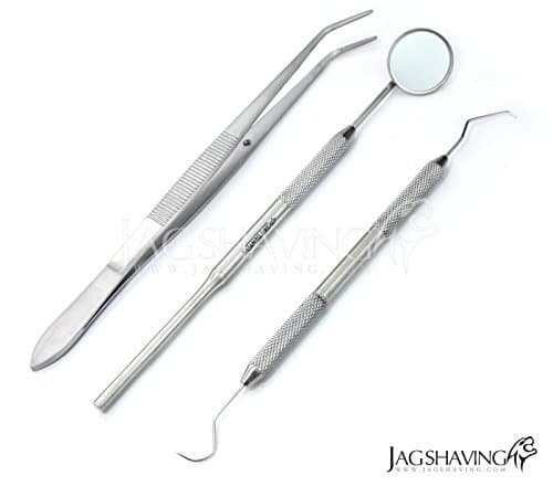 DENTAL MIRROR AND PROBE ,LONDON COLLEGE DRESSING TWEEZER SET PRO SET DENTAL DENTIST PICK EQUIPMENT TOOLS KIT MIRROR SCALER FLOSS by JAG DENT