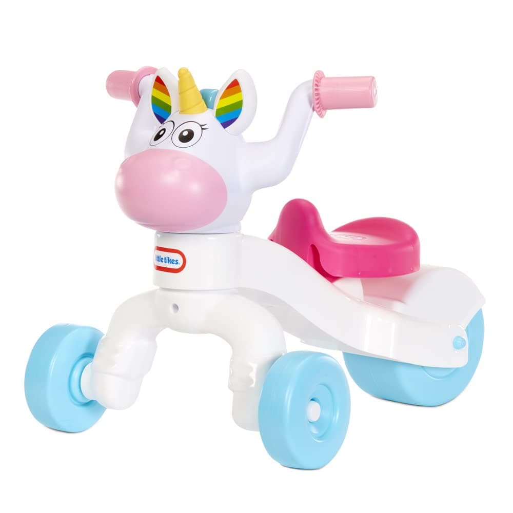 Little Tikes Go & Grow Ride-On Tricycle Unicorn, Toddler Scooter with Adjustable Seat, Indoor Outdoor Balance Bike for Kids, Durable Wheels, Cute Animal Design, Pink Blue White, Ages 1-3