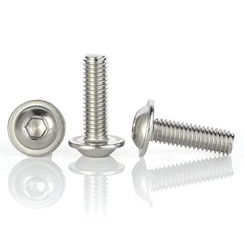 MewuDecor M6-1.0 x 25mm Flanged Button Head Socket Cap Screws Bolts, Stainless Steel 18-8 (304), Full Thread, Allen Socket Drive, 50 PCS