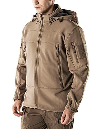 Farvalue Men's Waterproof Jacket Military Light Tactical Spring Casual Outdoor Jacket with Hideaway Hood