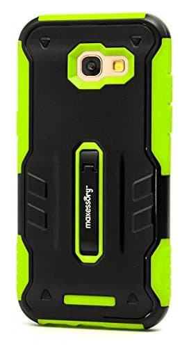 Galaxy A5 2017 Case, Maxessory Lime Green Storm Dual-Layer Rugged Hybrid Armor Rigid Ultra-Slim Kickstand Protector Hard Back Grip Fit Tough Rubber Cover Shell