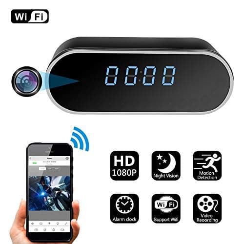 ZDMYING Spy Hidden Camera, HD 1080P Alarm Clock WiFi Cam, with Night Vision/Motion Detection/Loop Recording Home Surveillance Nanny Security Cameras