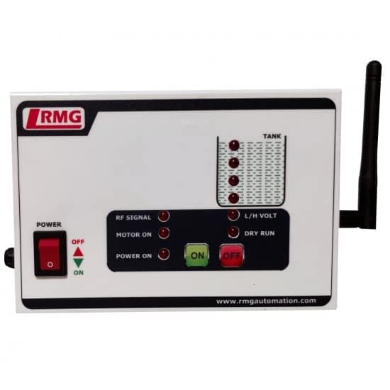 RMG Advanced Wireless (1 Km range) Fully Automatic Water Level Controller-Tank only | Outdoor Transmitter powered by Solar Panel + Rechargeable Li-Ion Battery (Single phase- For Switch type motor)
