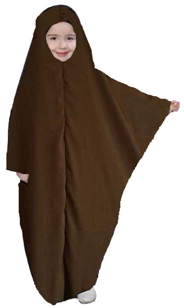 Egypt gift shops Brown Muslim Girl Full Length Khimar Kaftan Jilbab
