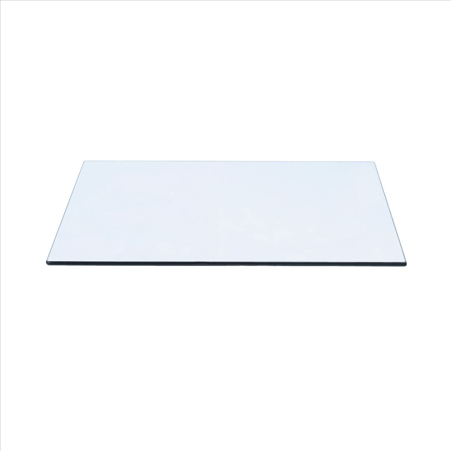 Spancraft 30" x 42" Rectangle Clear Tempered Glass Table Top 3/8" Thick - Flat Polish Edge