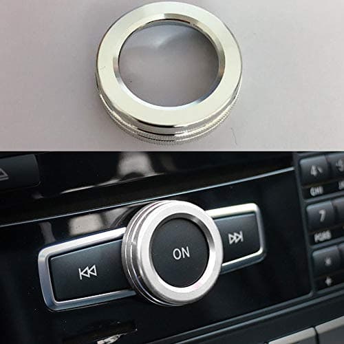 Angelguoguo Car Volume Control Button Knob Decoration Cover Sticker Fit for Mercedes Benz A Class B Class E Class GLK GLA CLA GLE ML GL (Silver A)
