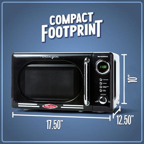 Nostalgia Retro 0.7 cu.ft 700 Watt Countertop Microwave Oven Black