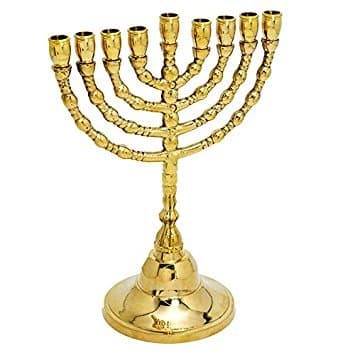 Brass / Copper Massiveh 9 Branch Hanukkah - Menorah CHANUKIA , 7 Inch Height Hand Made Judaica Jewish Israel Art