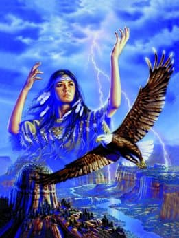 Foil Prints Thunderbird Maiden Foil Framed Print - 8 x 10 Inches Custom Imprinting with Silver Foil Ink Framed Art - Beautifully Hand-Engraved and Embossed Great for Any Room of Your Home