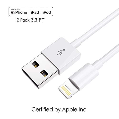 2 Pack Apple iPhone/iPad Charging/Charger Cord Lightning to USB Cable [Apple MFi Certified] for iPhone X/Xs/XR /8 /8Plus / 7/ 6s/ 6,iPad Pro/Air/Mini,iPod Touch (White 3.3FT/1M) Original Certified