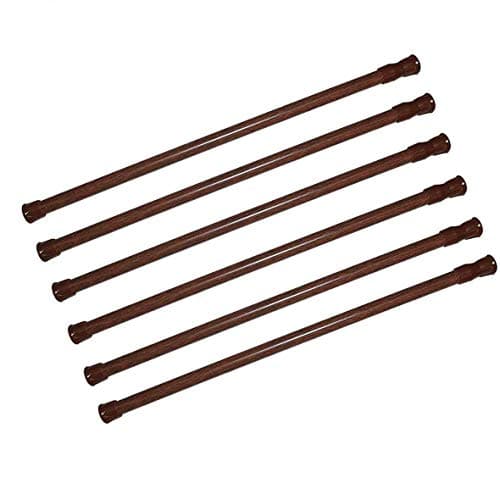 Window Tension Rods 28 to 48 Inches 6 Pack Tension Curtain Rod,Spring Curtain Rods Window Rods Kitchen Bathroom Thin Tension Rod,Wood Grain