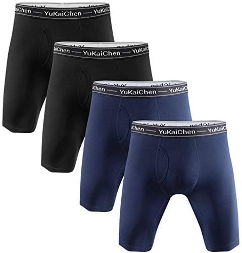 YuKaiChenMen's Soft Bamboo Fiber Underwear Long Boxer Briefs Function Fly