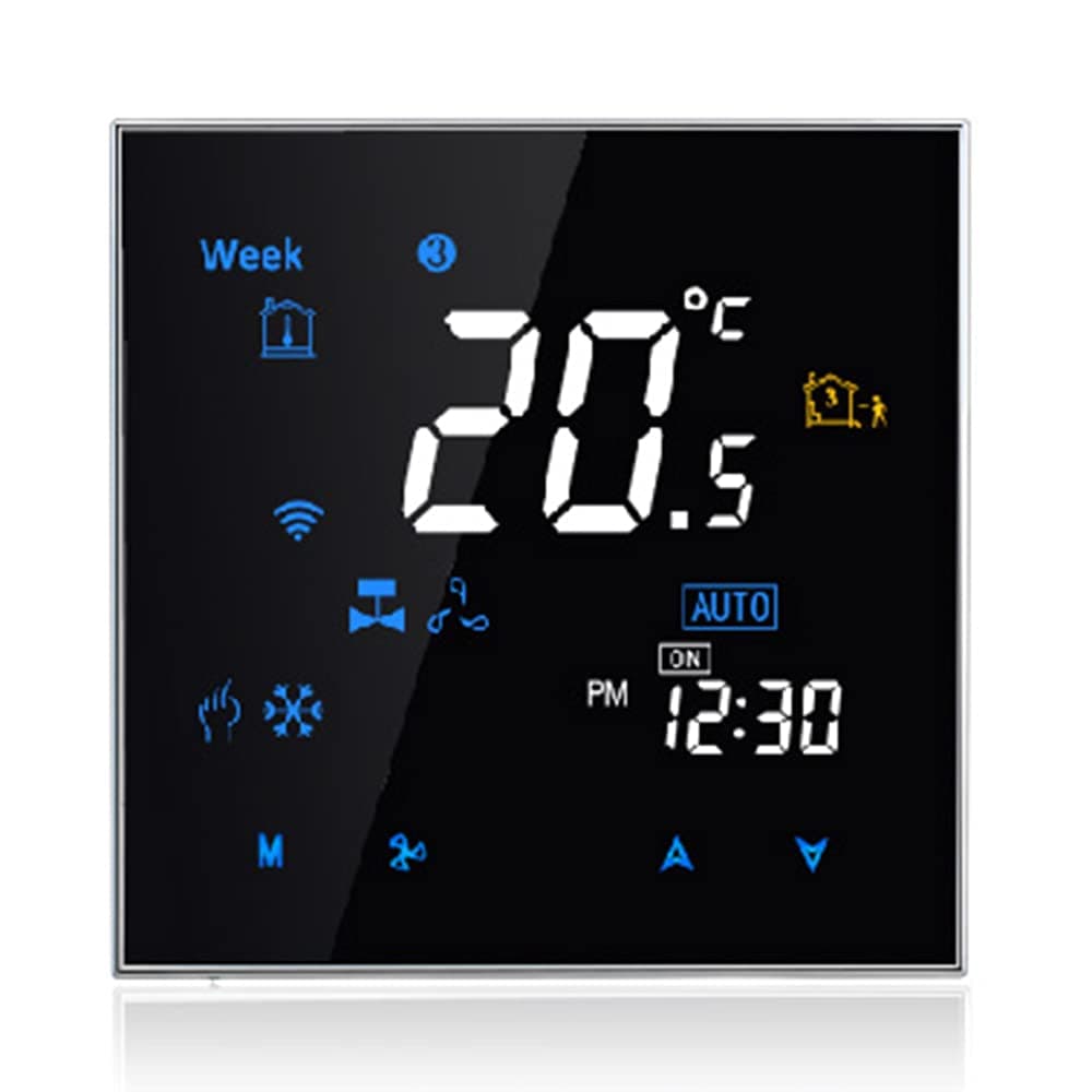 Morelian Four Pipe Wifi Voice Intelligent Room Thermostat Digital Programmable Temperature Controller for Air Conditioner (BAC-3000ELW, Black)