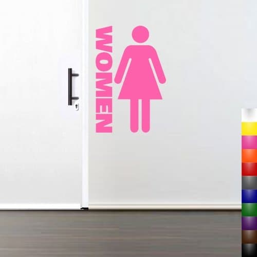 StikEez Pink Large 30" Women's Room Bathroom Restroom Sign Wall Decal