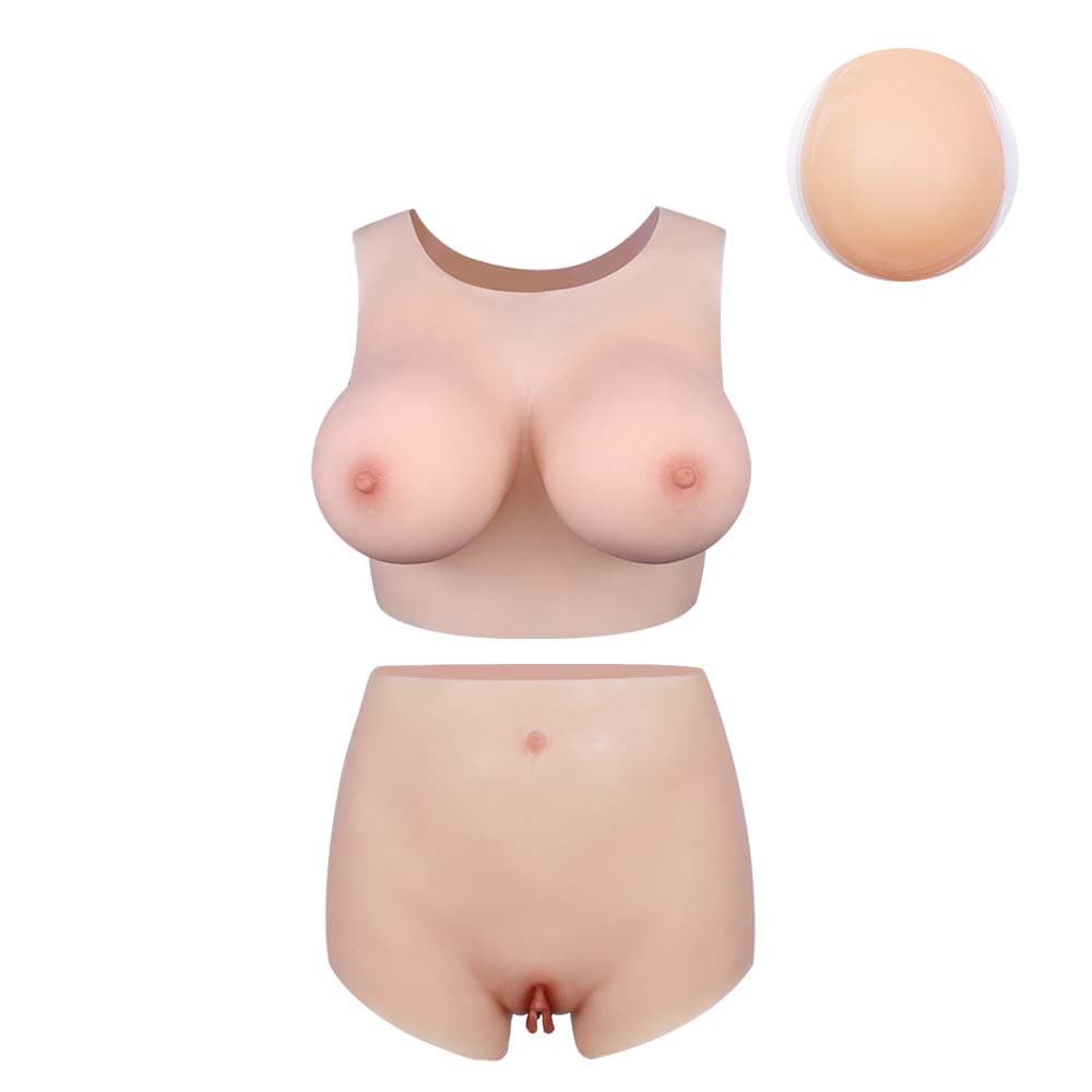 KUMIHOSilicone Breast Realistic Breasts & Fake Soft Silicone Vaginal Pants for Crossdresser Transgender 2nd Generation