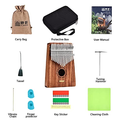 LingTing Kalimba 17 Keys Thumb Piano Mbira Finger Piano Gift for Kids Adult Beginner Professional (LT-K17Y)