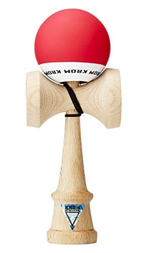 KROM - Kendama Toy POP Red - High Wood Quality - Extra Strong - for Beginner and Pro - Gift Pack : Extra String + Stickers