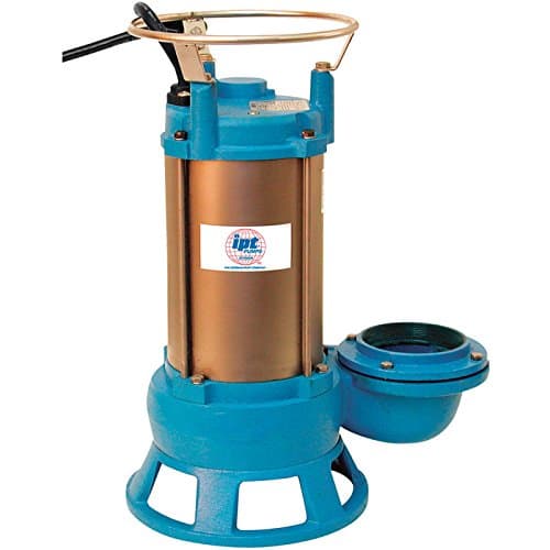 IPT Centrifugal Submersible Shredder Sewage Water Pump - 7,200 GPH, 1 HP, 2in. Ports, Model Number 5761-IPT-95