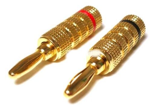 16 Pair of Gold Plated Banana Plugs (2) Black/Red (Screw/Solder Type) for 8 Speaker System by Monster-Cable-N-More