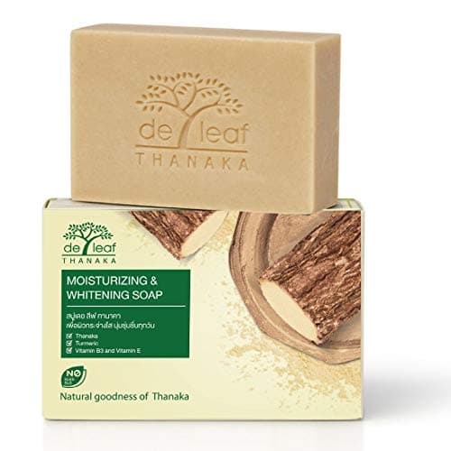De Leaf Thanaka Natural Moisturizing Whitening Bar Soap, Vitamin B3 E Beauty Deep Cleansing Hydration Moisturize Clean Natural Face Facial Body Skin Soap, 100g 1 Pack Count Thanaka