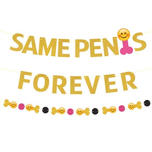 Salmuphy Bachelorette Party Banner Same Forever Gold Glitter Bridal Shower Hen Party Favor Supplies Decorations Set