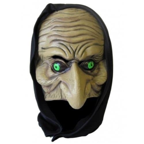 Halloween Latex Face Mask With Hood Half Witch