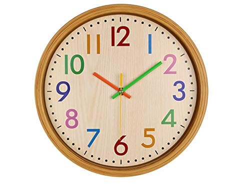 LuvBells Colorful Bamboo Wood Look ABS Plastic Abstract Wall Clock - 12 inch, Multicolour