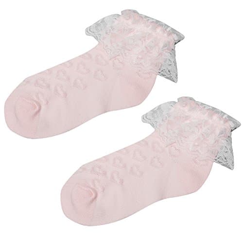 Maxu Girl Lace Ruffle Frilly Princess Socks for Toddler Little Kid Big Kid