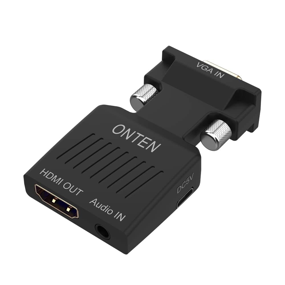 VGA to HDMI Adapter, 1080P VGA Male to HDMI Female Audio Video Cable Converter Adapter for Computer, Desktop, Laptop, PC, Monitor, Projector, HDTV,(Black)