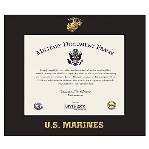 United States Marine Corps 11" w x 8.5" h Certificate Frame - Fits - Spectrum Wall Certificate Frame Black - Black Moulding - Officially Licensed