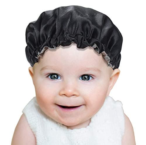 SAYMRE Kids Satin Bonnet Sleeping Cap Hair Bonnet Double Layered Reversible Adjustable Satin Cap for Natural Hair Toddler Child Baby