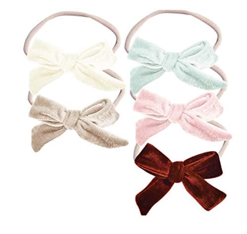 Super Soft & Stretchy Nylon Headbands in Assorted Holiday Bow Set for Baby, Toddler, Girls (Faith, Set of 5)