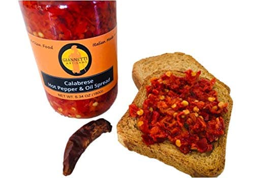 Giannetti Artisans Spicy Calabrian Chili Pepper Spread - Artisan Made with EVOO & Imported from Calabria - 6.34 oz - Glass Jar