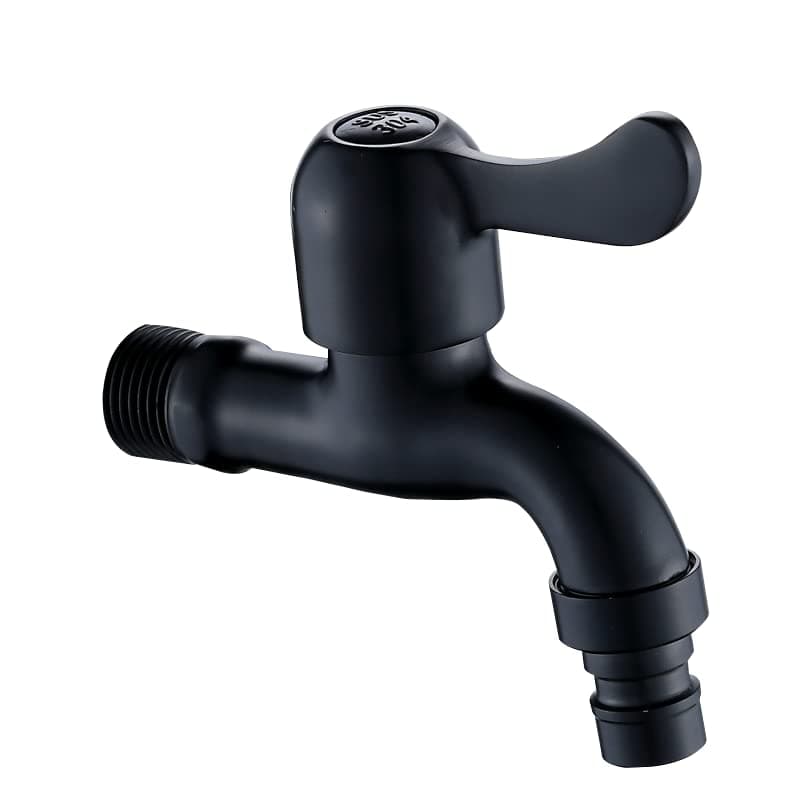 baokemo Stainless steel 304 black single cold washing machine special faucet Bathroom Faucet (black A)