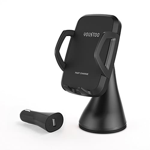 YOUSTOO Wireless Car Charger Mount, Qi Fast Wireless Charging Phone Holder for iPhone Xs Max/XS/XR/X/8/8 Plus, Samsung Galaxy S10/S10+/S9/S9+/S8/S8+/Note 9/Note 8 & More (USB Car Charger Included)