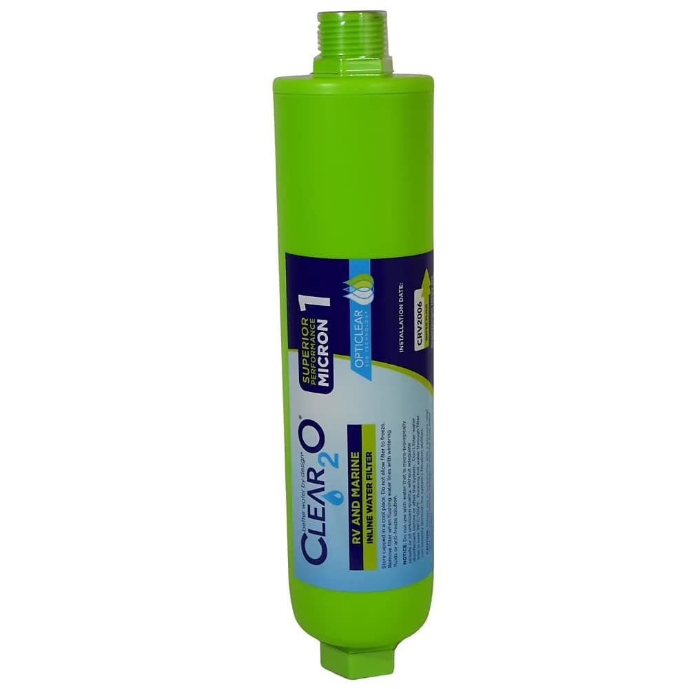 Clear2O CRV2006 RV and Marine Inline Water Filter - Reduces Bad Taste, Odors, Chlorine and Sendiment in Drinking, Cleaning, and Showering Water (Green)