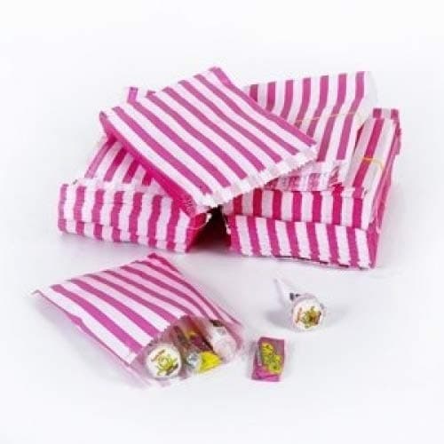 UNIPACKLTD® Pink Candy Stripe Paper Bags - 10" x 14" - (1 pack = 100 bags)