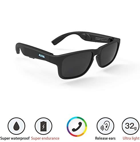 Waterproof Bone Conduction Bluetooth 4.0 Polarized Sunglasses Wireless Smart Headset Sport Black