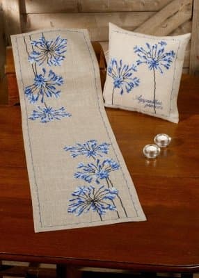 Permin Agapanthus Table Runner Cross Stitch Kit