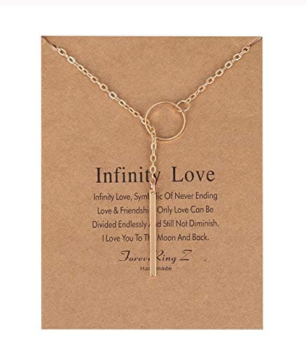 ForeveRing Z" Infinity Love" Lariat Open Circle Y Necklace Vertical Bar Looped Collarbone Chain Woman Jewelry