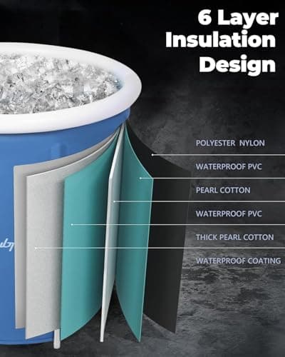 XL Ice Bath Tub for Athletes & Adults - 105 Gallons, Cold Plunge Tub with Cover, Inflatable Ice Bath Barrel for Indoor Outdoor - Blue